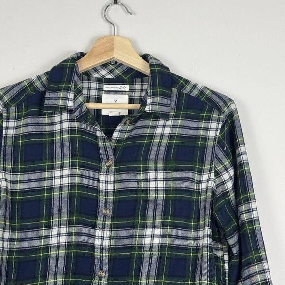 Lot-3 American Eagle Flannel Shirt Women’s Large Check Plaid Boyfriend Fit Soft - Picture 8 of 15